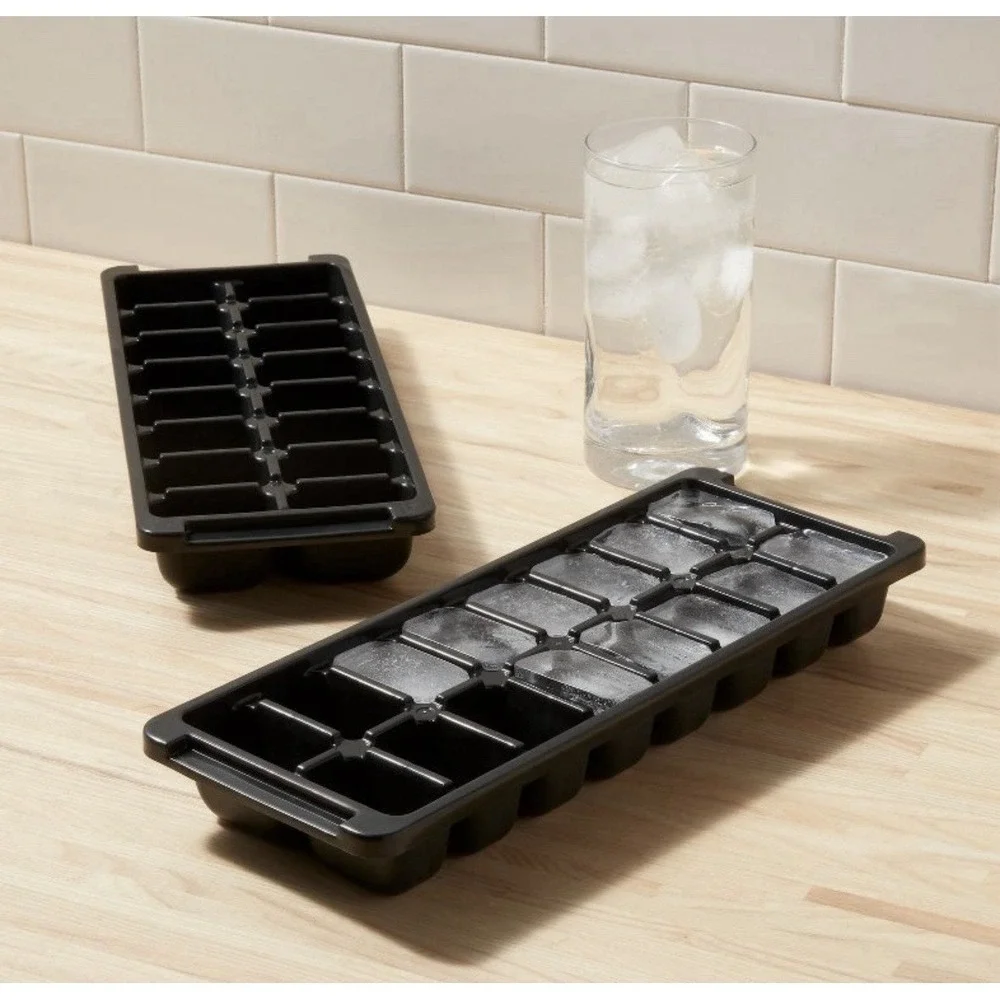 4-Pack ROOM ESSENTIALS Plastic Ice Cube Trays BPA-Free • Black